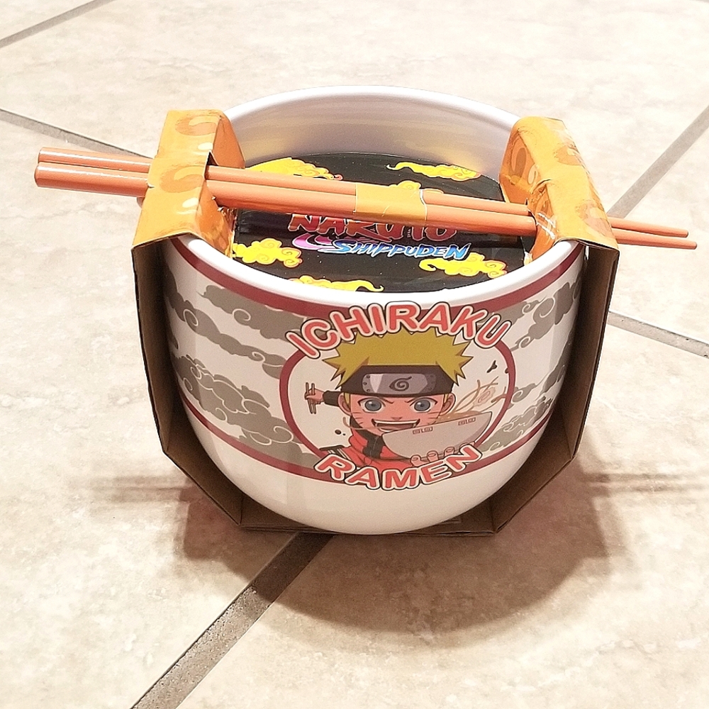 Naruto Shippuden 18 oz Noodle/Ramen Ceramic Bowl With Chopsticks & Soup Spoon